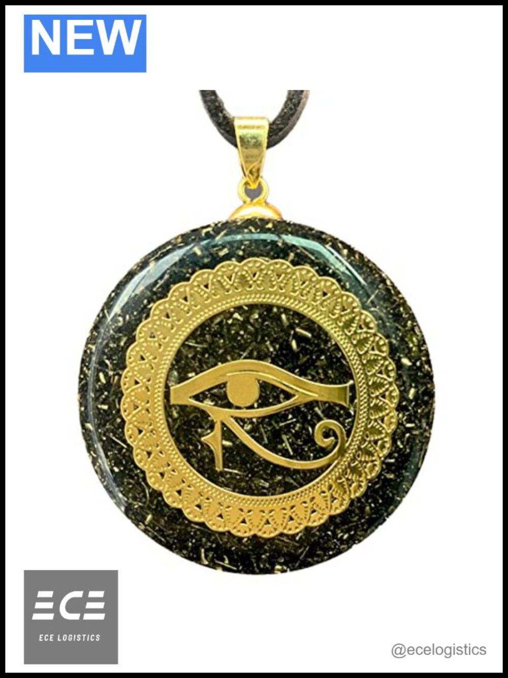 Orgonite Pendant Necklace Quartz Shungite Black Tourmaline Eye of Horus